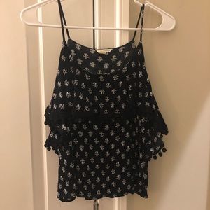 Blue patterned off the shoulder crop too. Size m